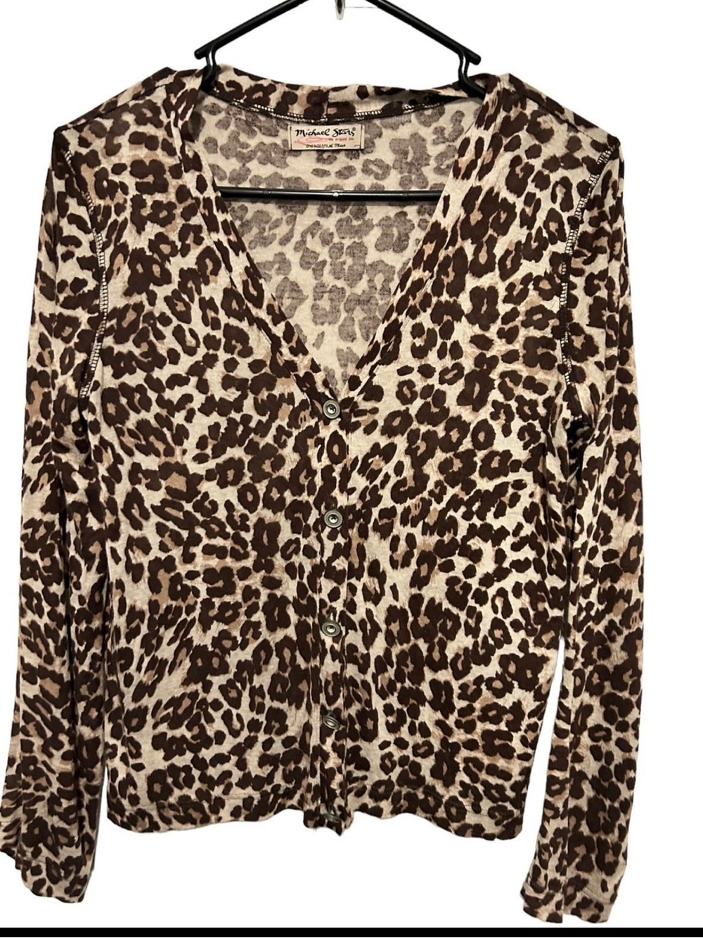 Michael stars animal print button down shirt